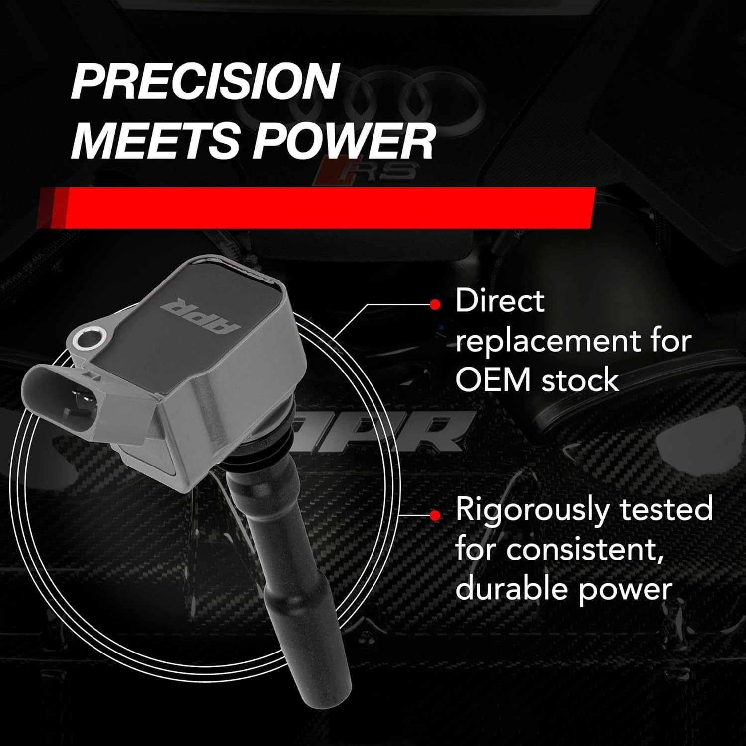 APR Ignition Coil MS100203 (Grey) Fits A Wide Range of VW Volkswagon, Audi, Lamborghini, Porsche, and Bentley Vehicles - Direct Replacement for OEM Stock Parts - 1 Pack