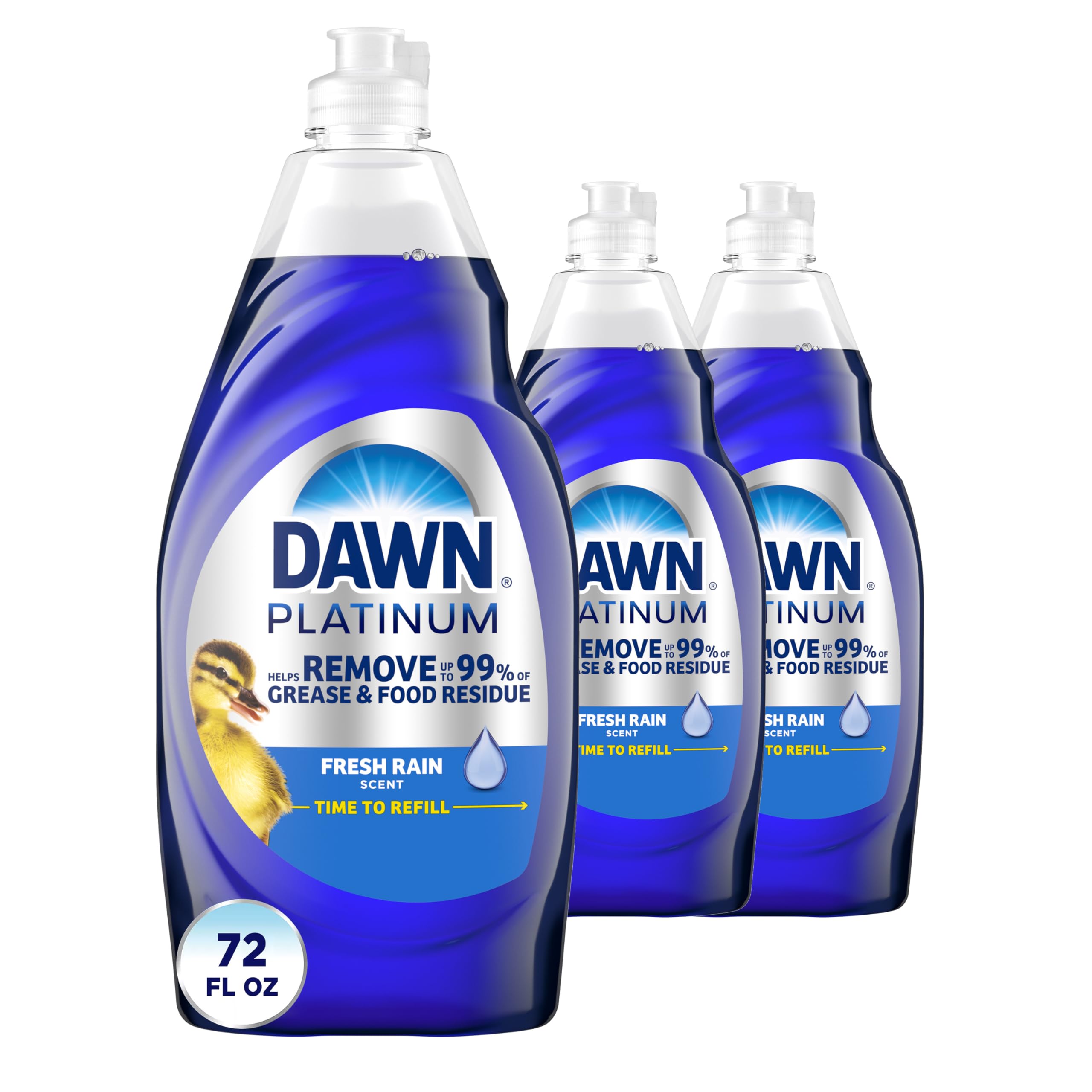 Dawn Platinum Dish Soap Dishwashing Liquid Fresh Rain 3X24OZ