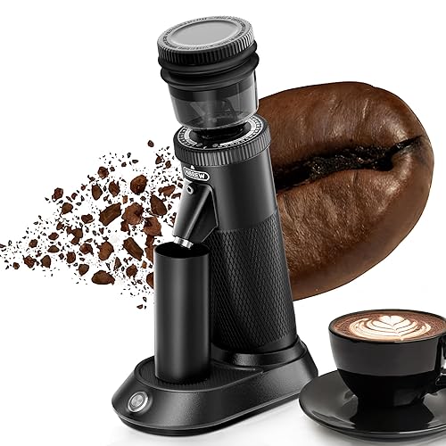 HIBREW G5 Single-Dose Espresso Grinder with Conical Burr, Magnetic Dosing Cup, Metal Housing, Dual-Speed Adjustment, 36-Step Micro Grind Settings - for Espresso Moka Pots & Drip Coffee (Graphite)