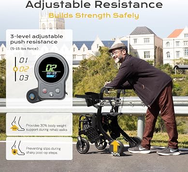 4 in 1 Rollator Walker Electric Wheelchair Combo,Electric Rollator Walker with Power Assist,Foldable Lightweight Transport Wheelchair,600W Magnesium Alloy MotorIdeal for Elderly & Rehab