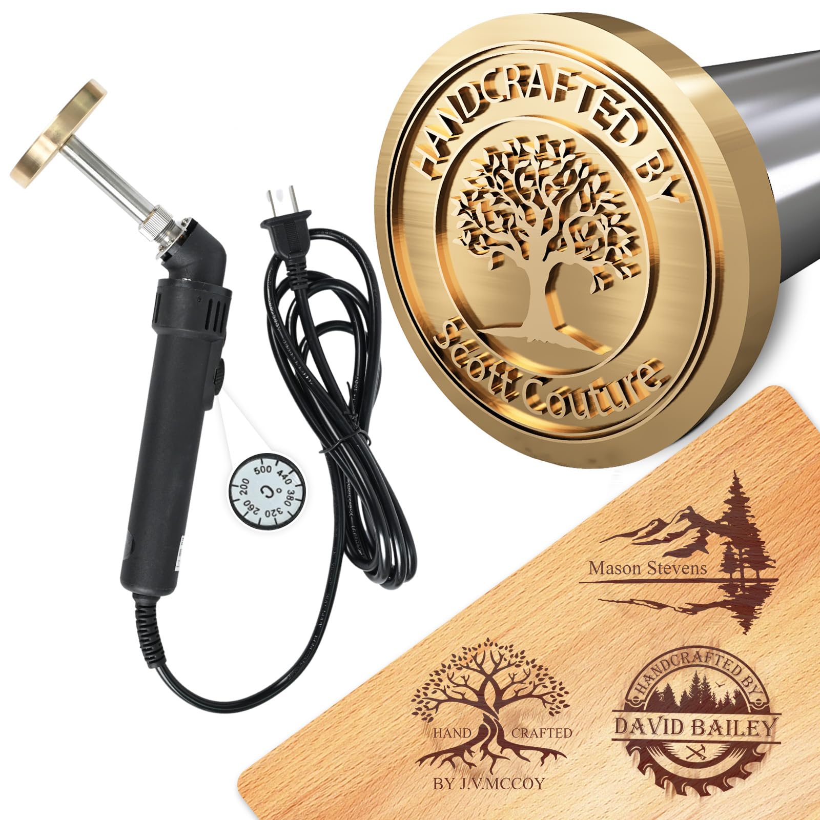 KAINSY Custom Electric Branding Iron for Wood, Temperature-Controlled Wood Branding Iron Personalized Brass Letter Stamp for Food Leather, Gift for Handcrafter Woodworker Wedding Wood Burning Tool