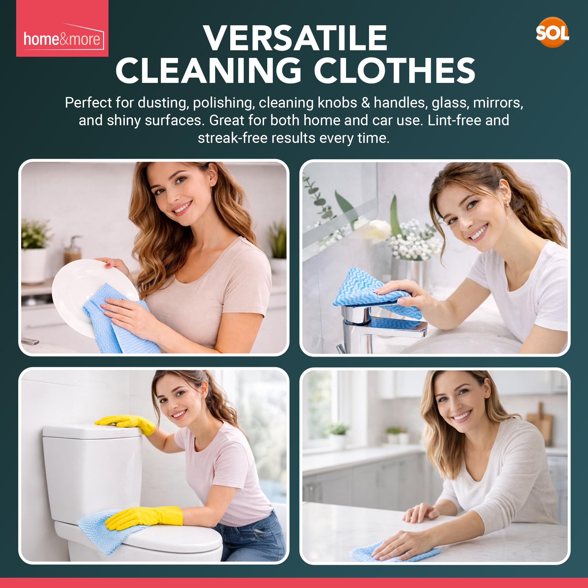 SOL Confezione da 500 Panni Multiuso, Panni Blu Usa e Getta, Morbidi e Delicati per Superfici Delicate, Ideali per Pulire Cucina, Finestre e Vestiti