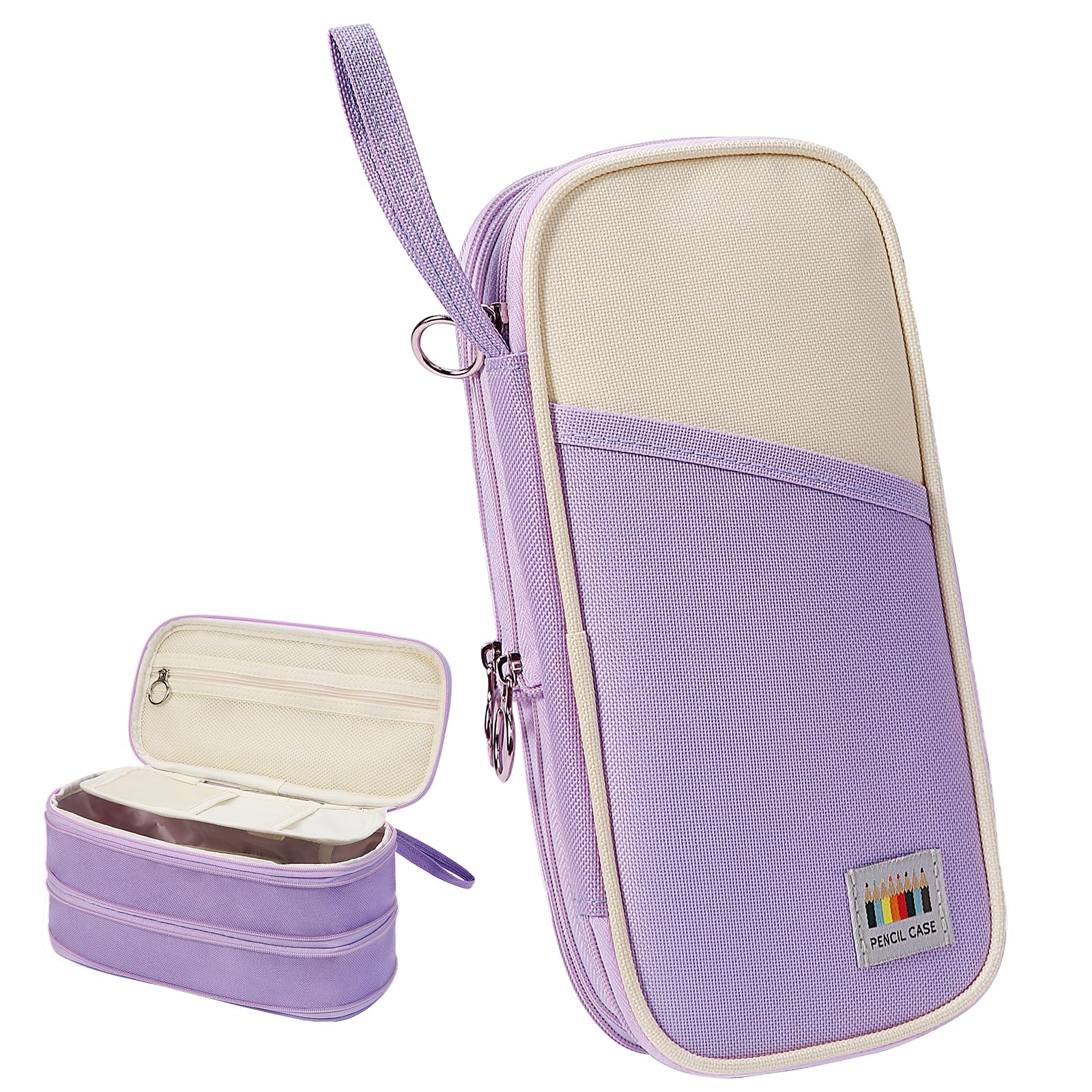 BOMKEE Large Capacity Aesthetic Pencil Cases for Adults, Expandable Cute Pencil Pouch Special Pencil Case Stationery Organizer Pencil Bag Makeup Bags with Handle