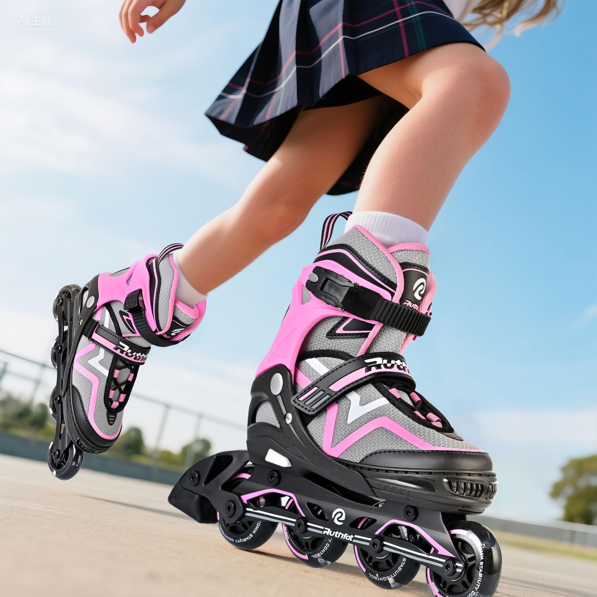 Ruthfot Patines en línea Ajustables para niños y niñas, Patines Luminosos para niños de 6 a 12 años de Edad, Patines Luminosos al Aire Libre para Mujeres y Hombres — view 8