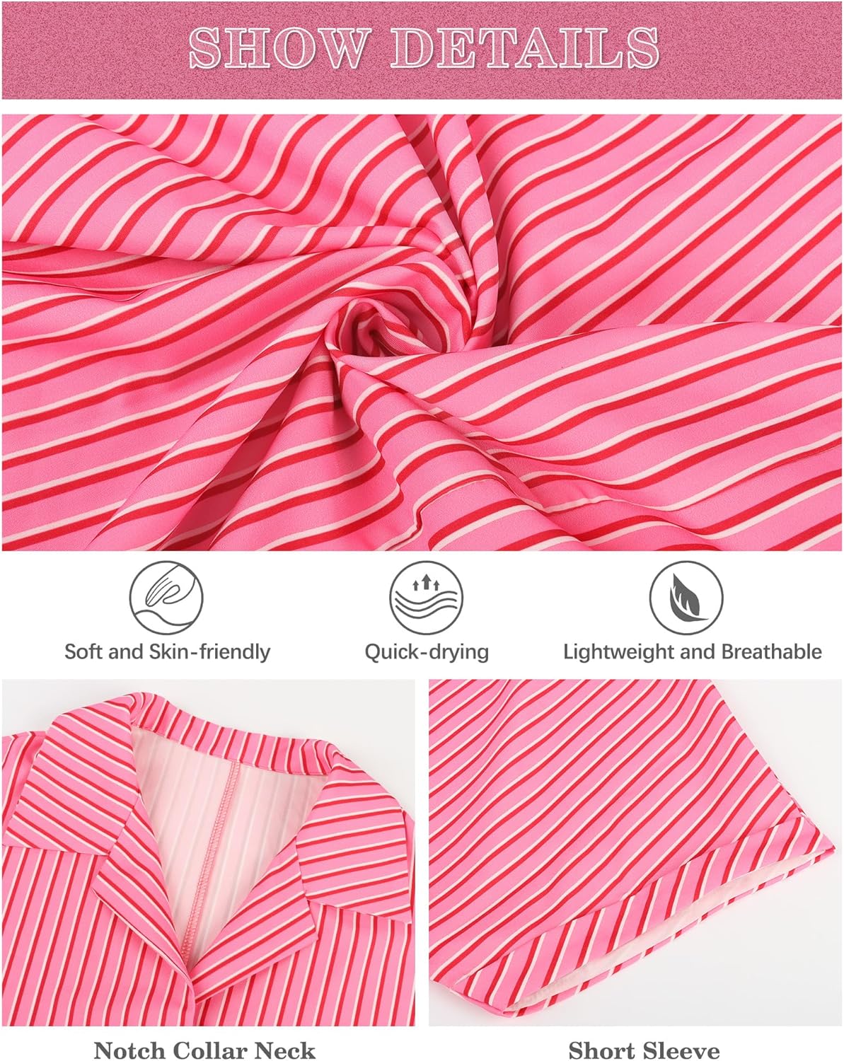 Womens Loose Fit Shirts Short Sleeve Striped Shirt Casual Collared Tops Women Office Work Blouses - Image 6