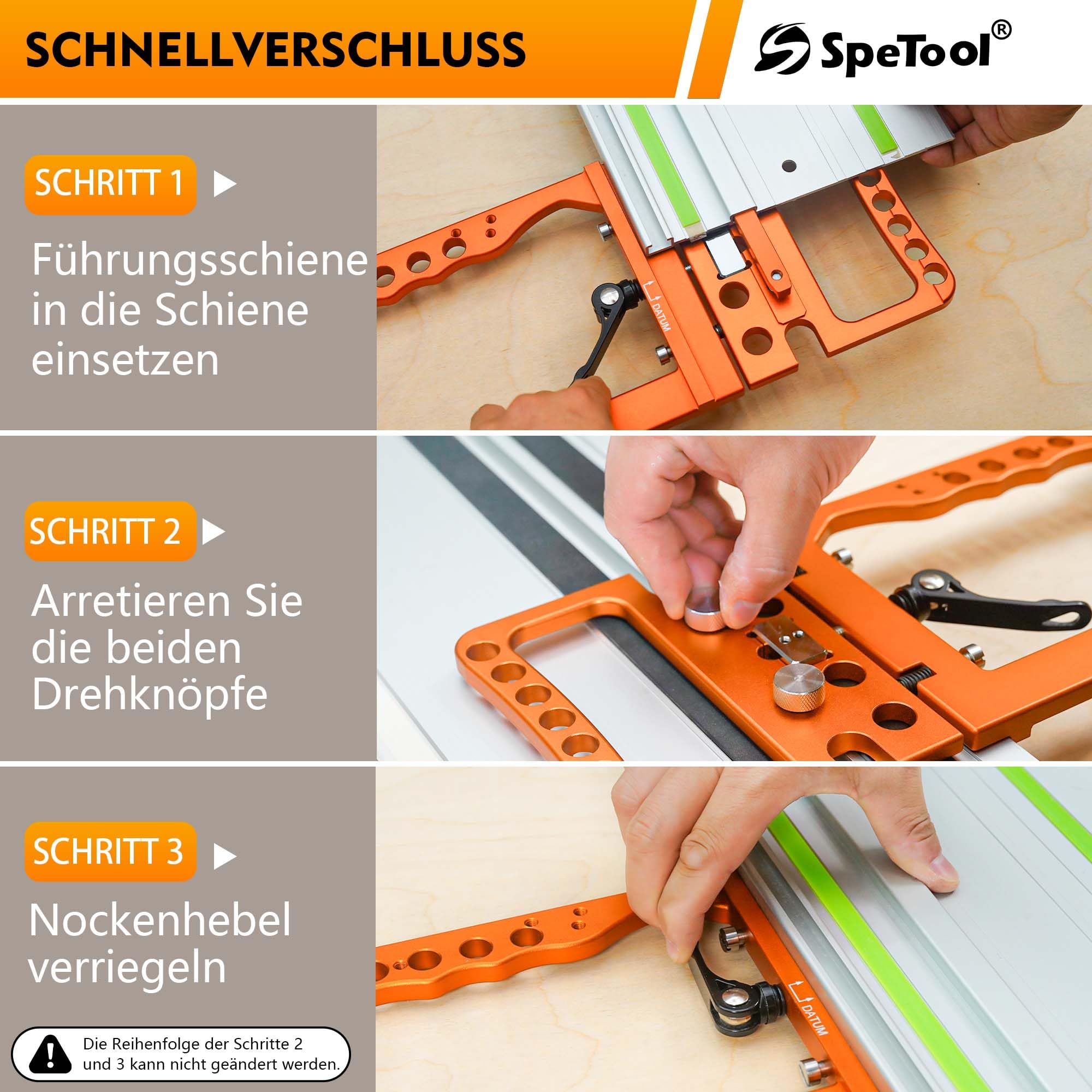 SpeTool Angolo di guida di precisione a 90° per tracksaws, precisione ±0,01°, blocco rapido e protezione binario, extra grande e spesso, compatibile con Festool, Makita, Milwaukee, Powertec, WEN