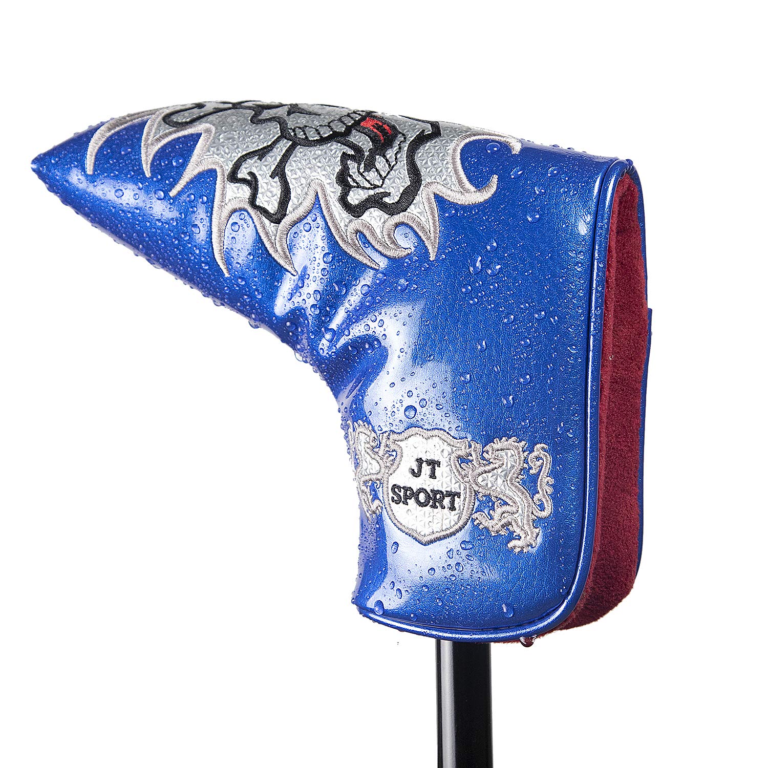 HAIYUE Golf Head Cover Putter Sports Skull Blade Club Headcovers Magnetic Closure Mirror Synthetic Pu Leather Embroidered Blade Fit All Brands Gift Accessories for Men Women