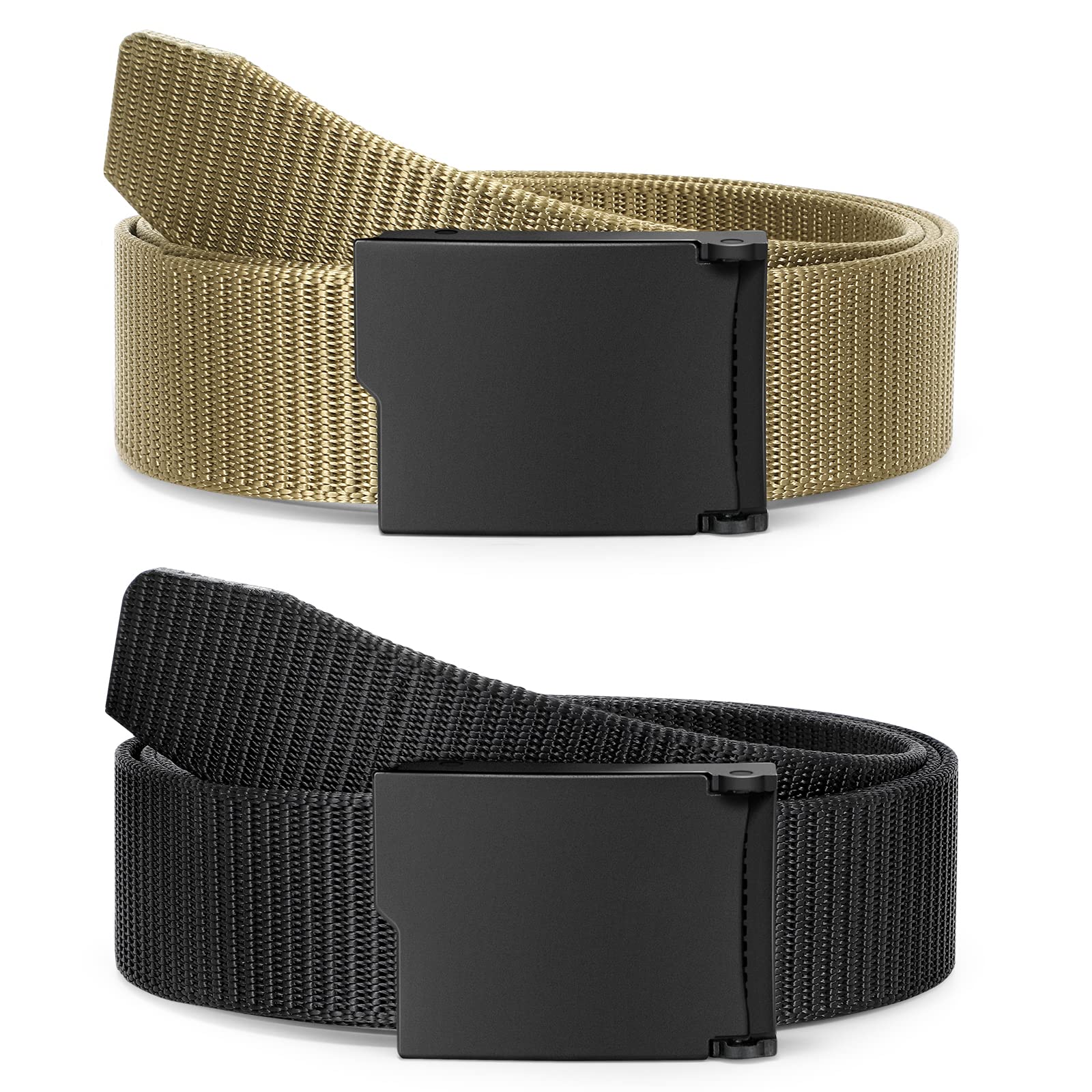 JASGOOD Nylon Military Tactical Men Belt 2 Pack Webbing Canvas Outdoor Web Belt with Plastic Buckle gift for Men