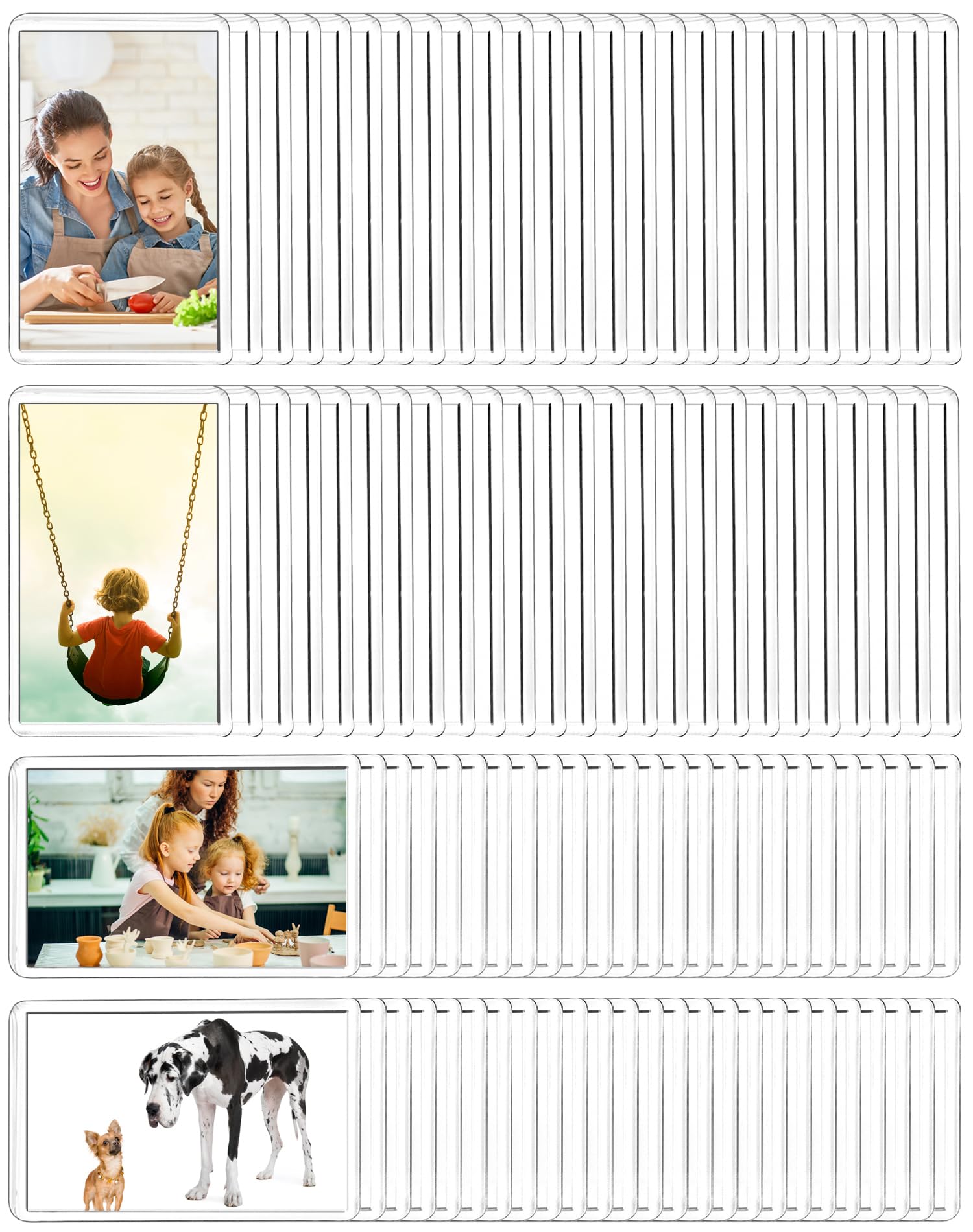 QWORK® 100 Pezzi Mini Cornice Portafoto Magnetico per Foto da 7 x 4,5 cm, Cornice Portafoto di Acrilico Trasparente para Frigorifero