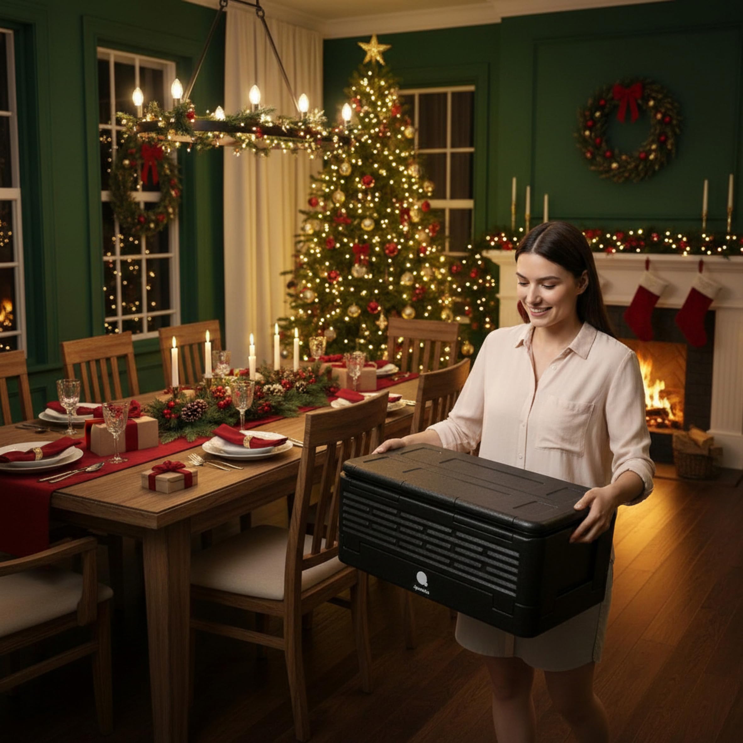 Thermobox groß faltbar schwarz zum Warmhalten und Kühlen - 42 L - Essen Warmhaltebox klappbar 60 x 41 cm - Styropor Klappbox Kühlbox Isolierbox für Speisen Getränke mit isolierendem Deckel