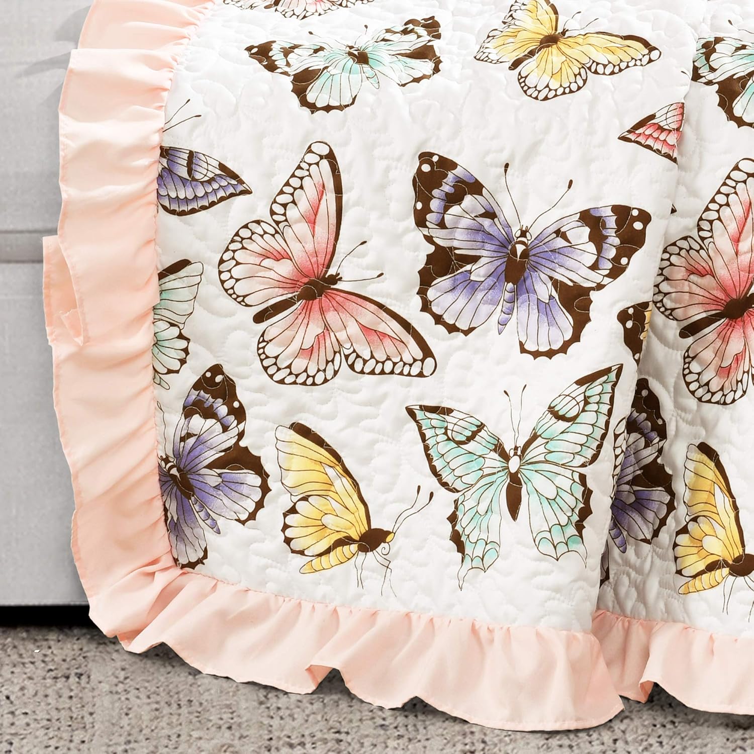 Lush Decor Flutter Butterfly Throw Blanket Single 50" W x 60" L Pink - Pink Blanket - Kids Blankets for Bed - Butterfly Decor - Coquette Nursery - Image 2