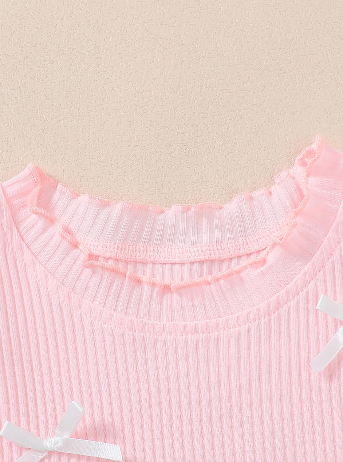 Girls 2 Piece Outifit Sleeveless Ribbon Bows Ribbed Knit Cute Tops and Plaid Bubble Skirt Set - Image 4