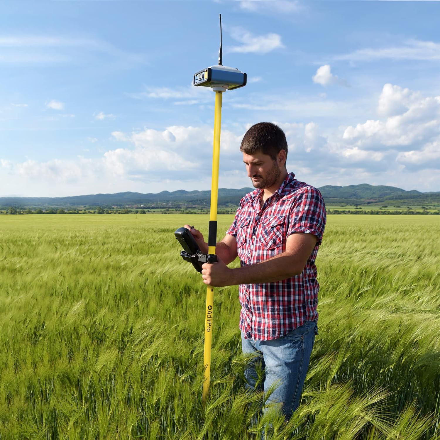 AdirPro 2-Meter Aluminum GPS Rover Rod (Yellow), & AdirPro Prism Pole Bipod Bundle