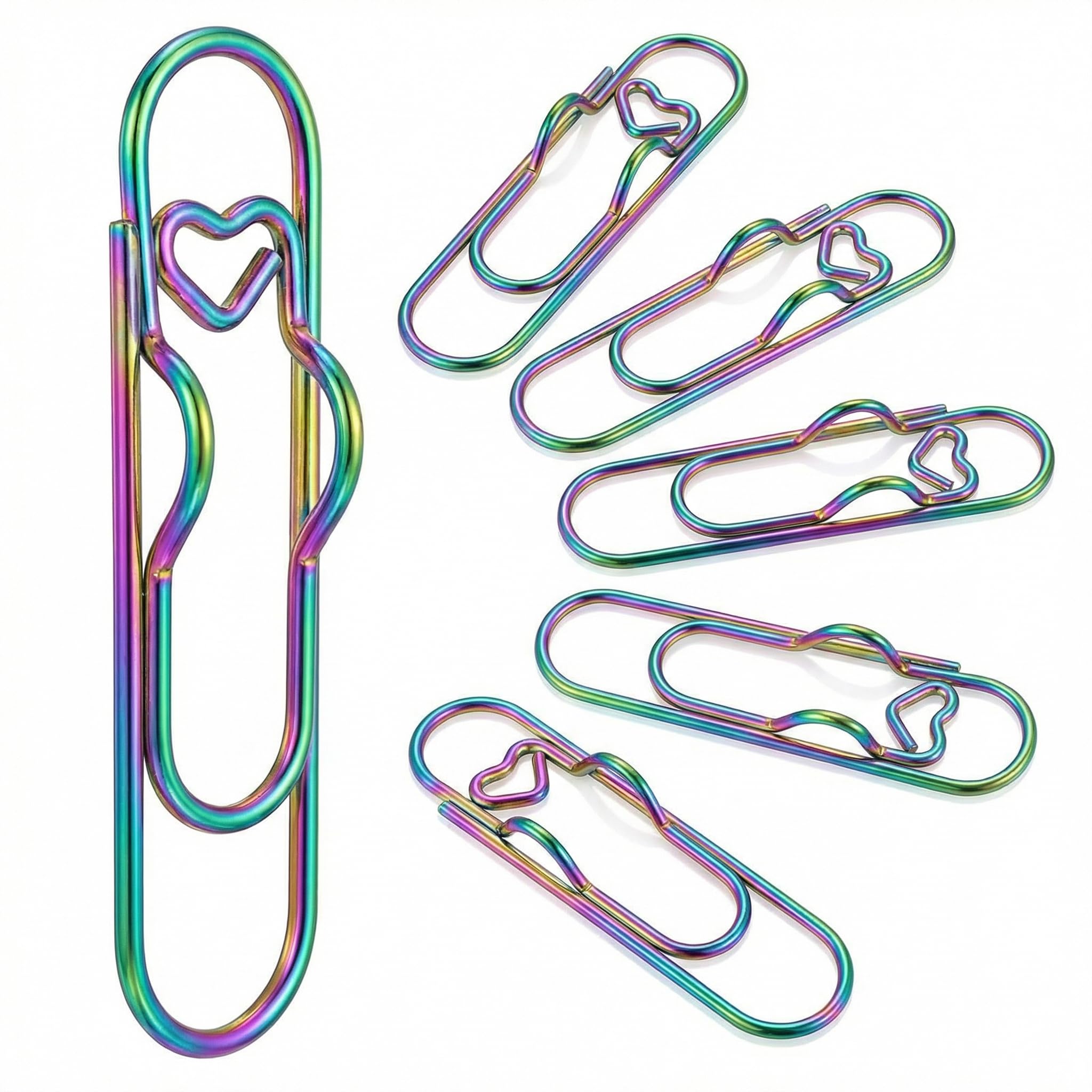Dewbeat 6 Pcs Notebook Pen Holder Clips, Rainbow Metal Pen Clips for Planner, Journal and Notebooks, Practical Pen Holder Accessories for Office, Business and Organisation Daily Use(Rainbow)