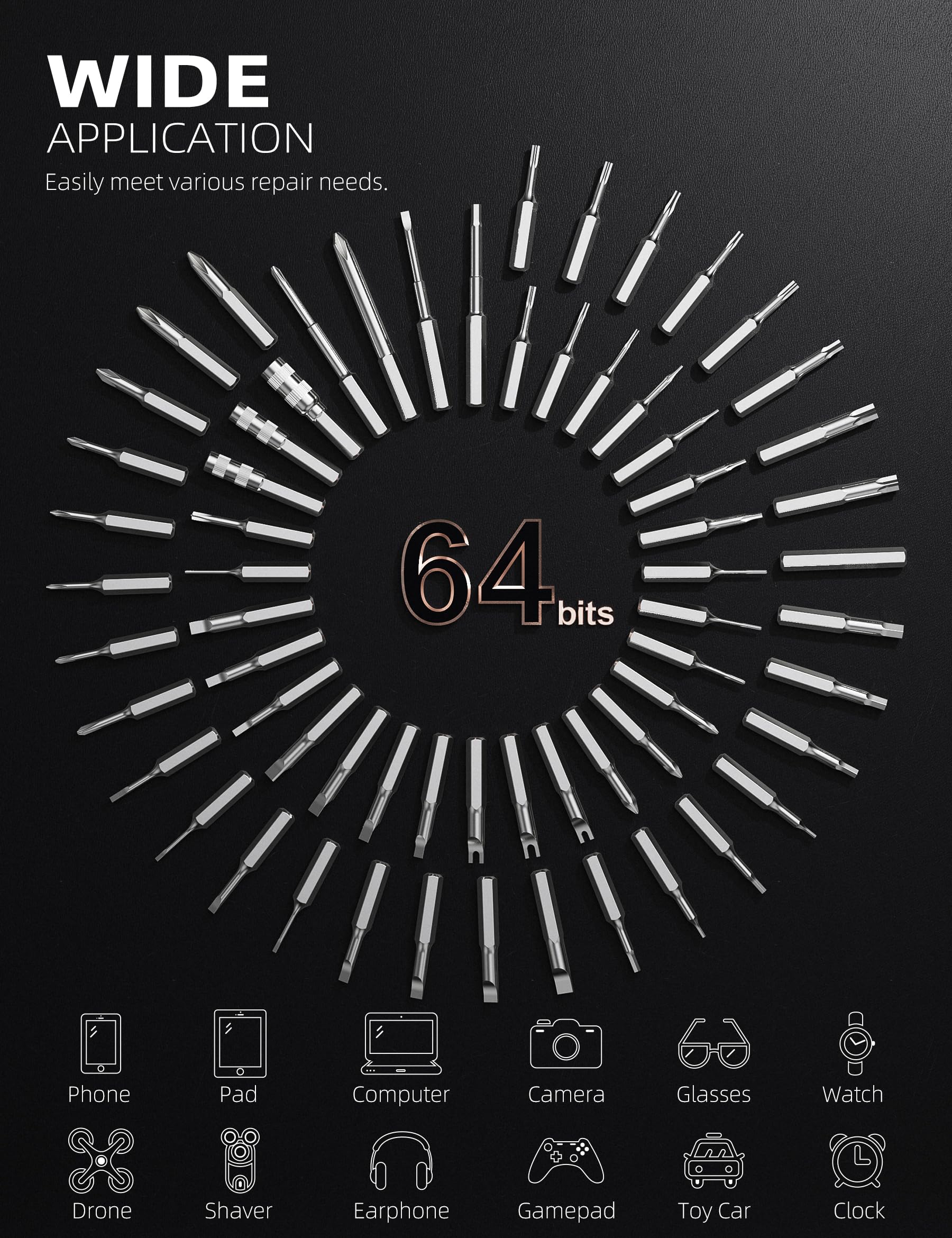 iFu Mini destornillador eléctrico, juego de destornilladores de precisión 90 en 1, pequeño destornillador inalámbrico con luz LED y 64 puntas magnéticas, herramienta de reparación para teléfono,