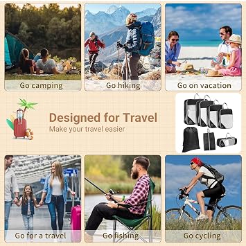 Compression Packing Cubes, 7 PCS Ultralight Packing Cubes, Black