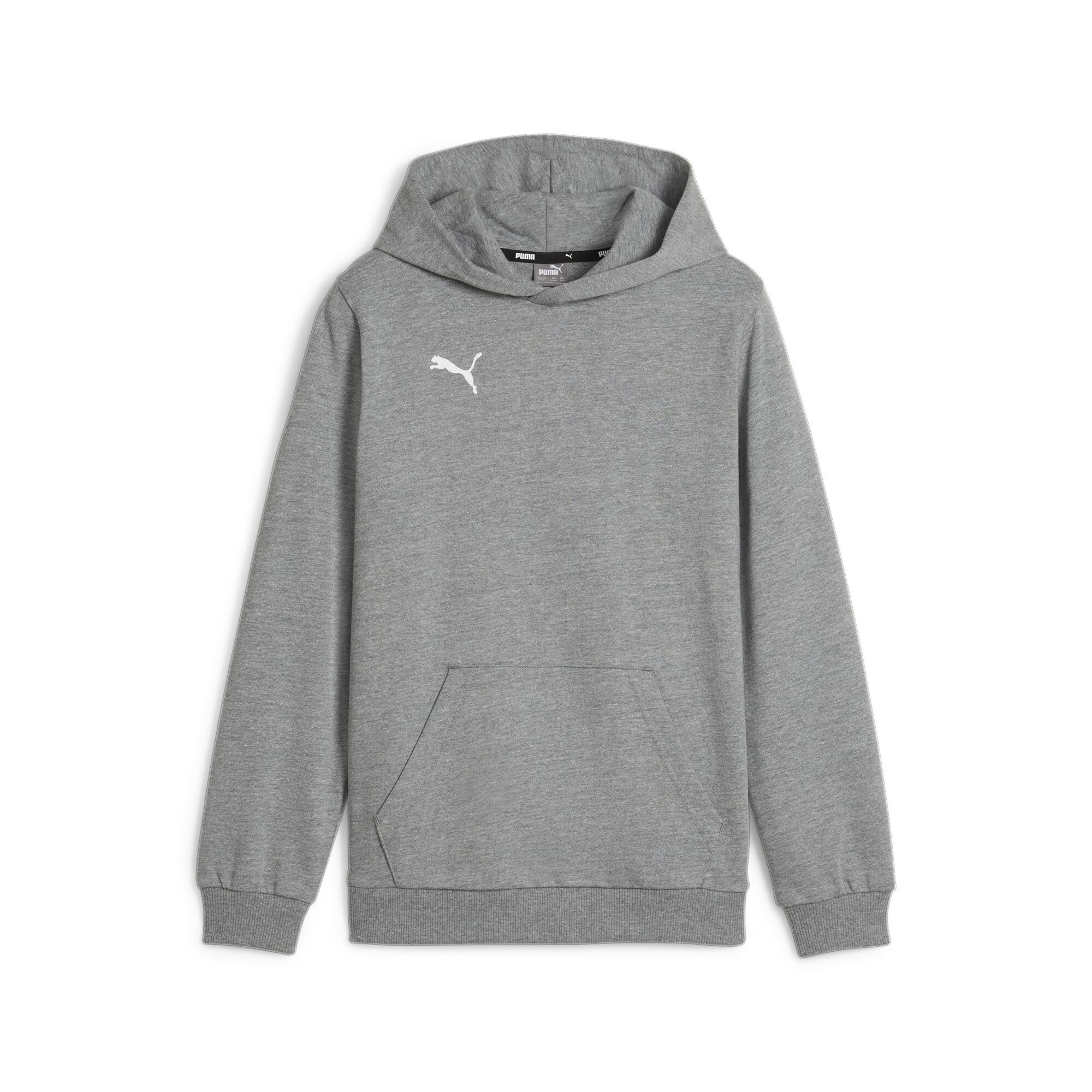 PUMA Boys Teamgoal Casuals Hoody Jr Pullover, Medium Gray Heather-puma White, 164 EU
