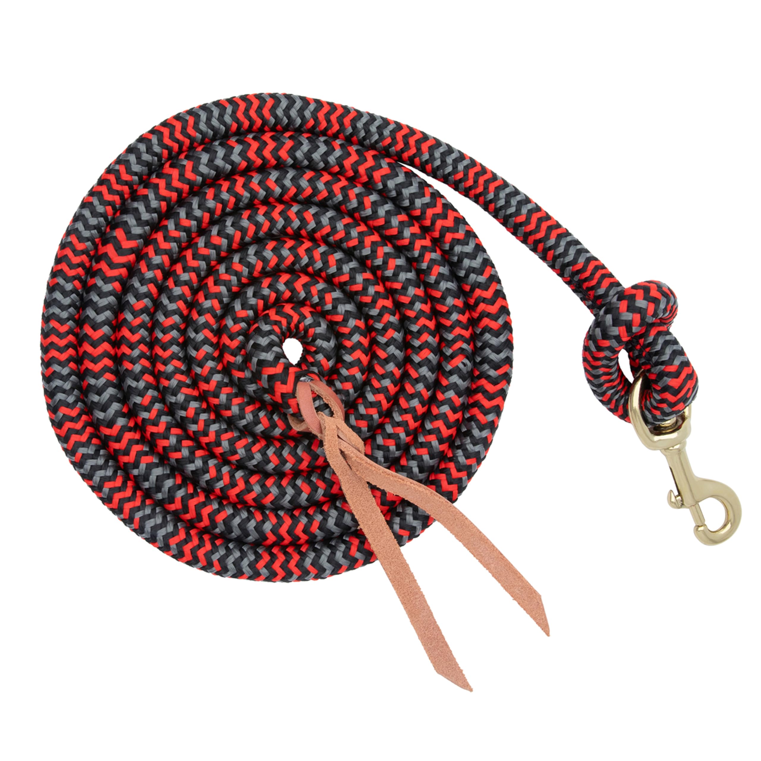 Weaver Leather Poly Cowboy Lead with Snap, 5/8" x 10',Black/Red/Gray
