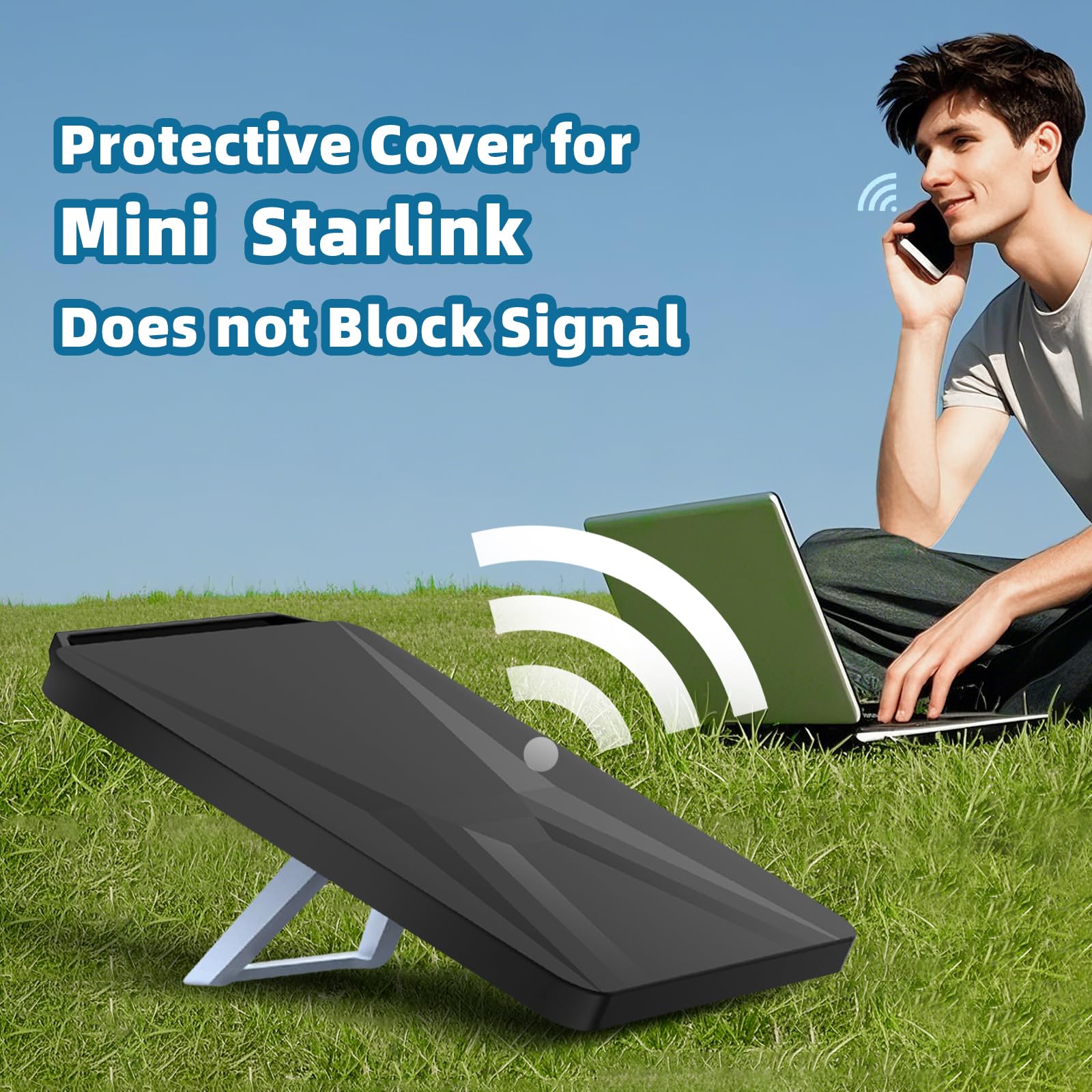 for Starlink Mini Protective Case Cover, Accessories for Starlink Silicone Protective Case for Starlink Mini Satellite Dish Black