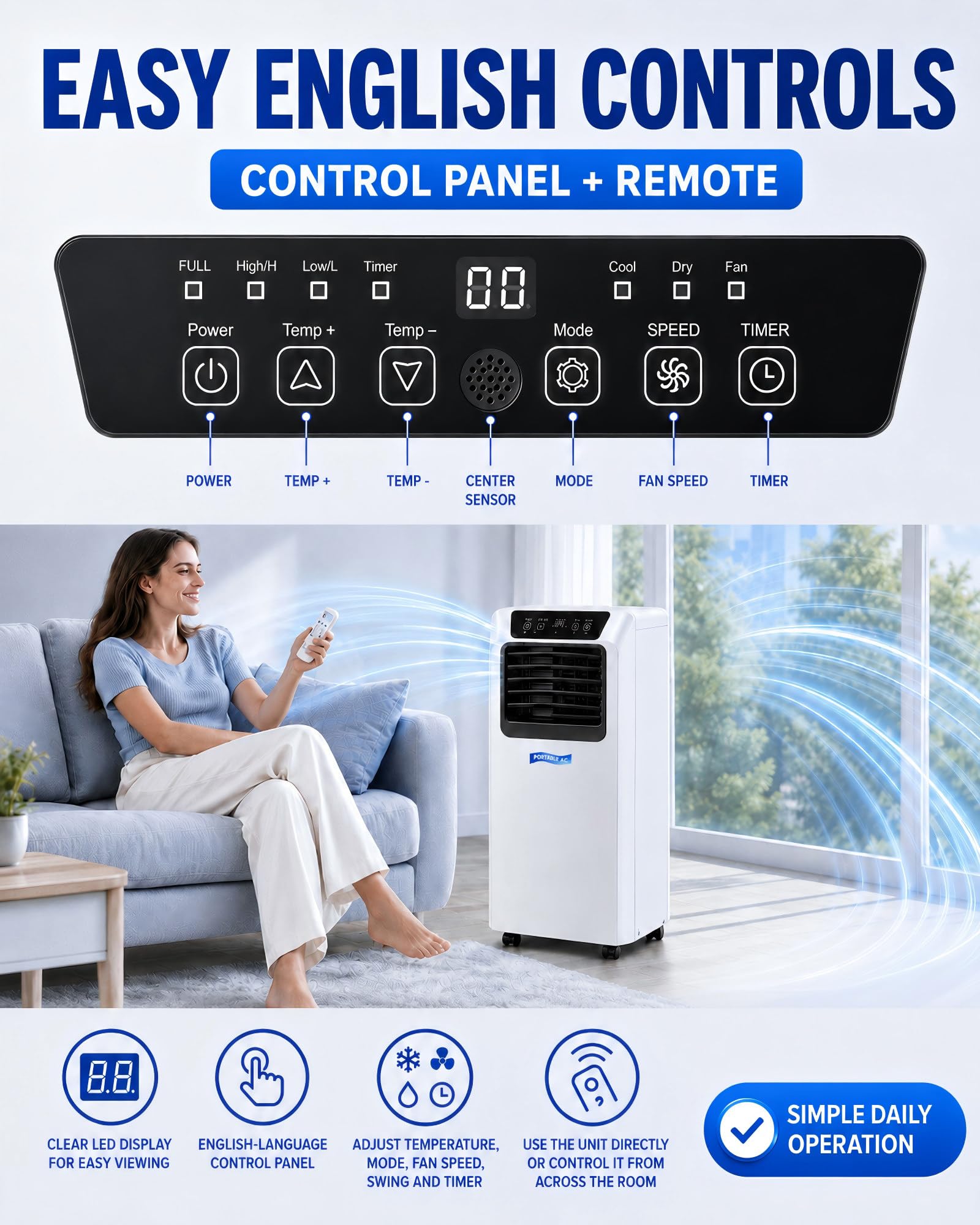 Aire Acondicionado Portátil con Tubo de Evacuación Kit de Ventana 7000BTU