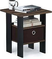 Vista 157 de Furinno- Colección Andrey- Mesa auxiliar, estación de carga con puerto USB y puerto tipo C c/compartimento de almacenamiento, 15.55 pulg ancho x