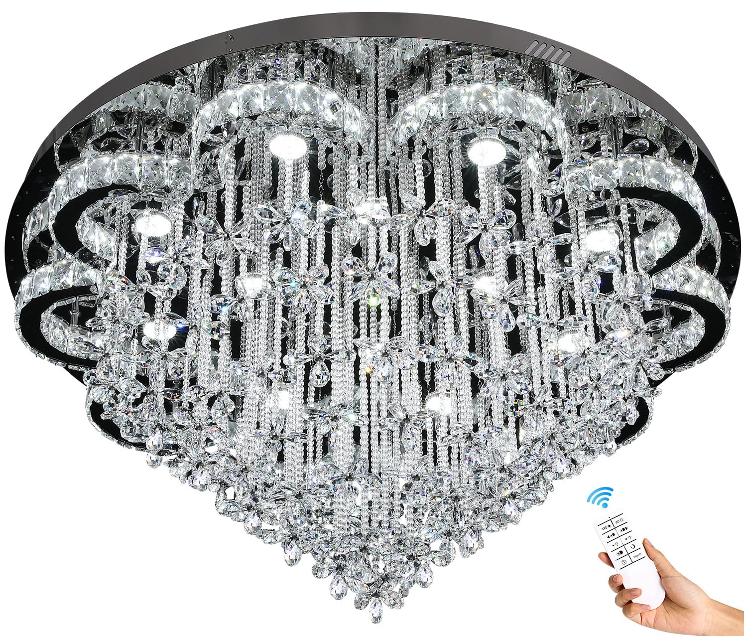 W32'' Crystal Flowers Chandeliers Light Ceiling Fixture Shandalers