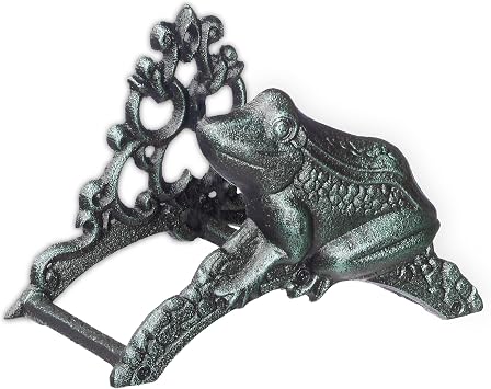 Relaxdays Frog Hose Holder, Garden Hose Wall Holder, Vintage Look, HBT 18.5 x 26.5 x 16.5 cm, Cast Iron, Green