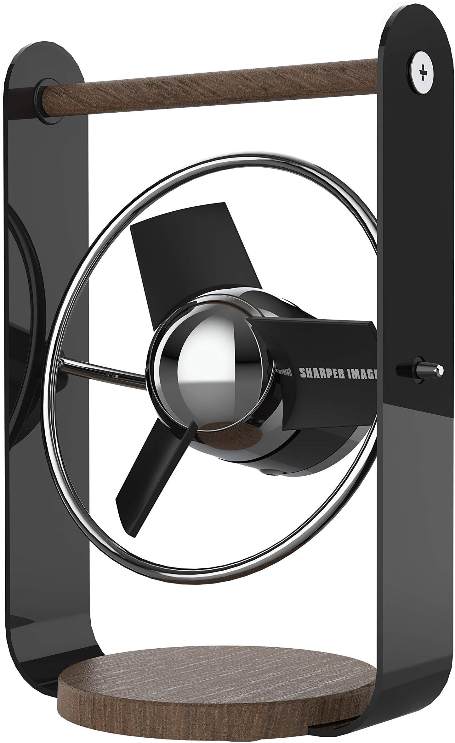 SHARPER IMAGE SBV1-SI USB Fan with Soft Blades, 2 Speeds, Touch Control, Quiet Operation, 5V Wall Adapter, 6 ft. Cable, Personal, Black