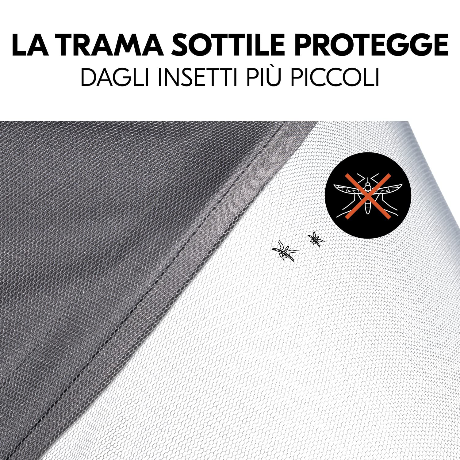 hauck Zanzariera Universale per Bambini, Grigio - 92 x 29 cm - Rete Antizanzare per Carrozzina, Passeggino e Culla - Tessuto Antistrappo - Facile da Fissare - Lavabile e Pieghevole
