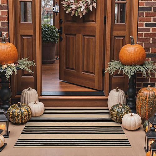 Tapete de Navidad a cuadros para exteriores, 2 x 4.3 pies, color rojo, lavable a máquina, de algodón, para interiores y exteriores, alfombra de