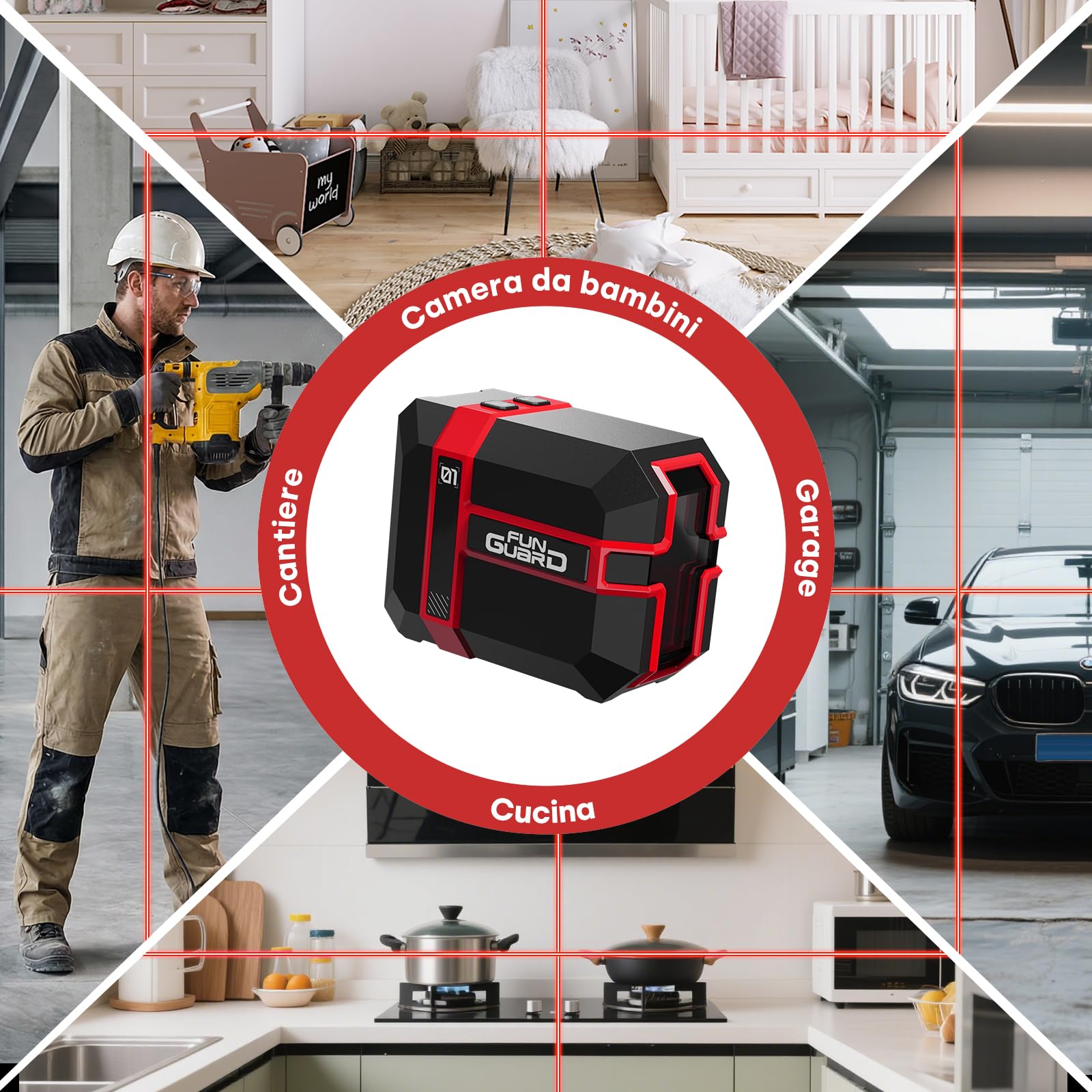 Livella Laser Autolivellante 360, Livello Laser Rosso Modulo Laser Doppio 35M, 3 Modalità per Passare Orizzontale/Verticale, Modalità a impulsi, USB Ricarica, IP54 per Cantieri,DIY