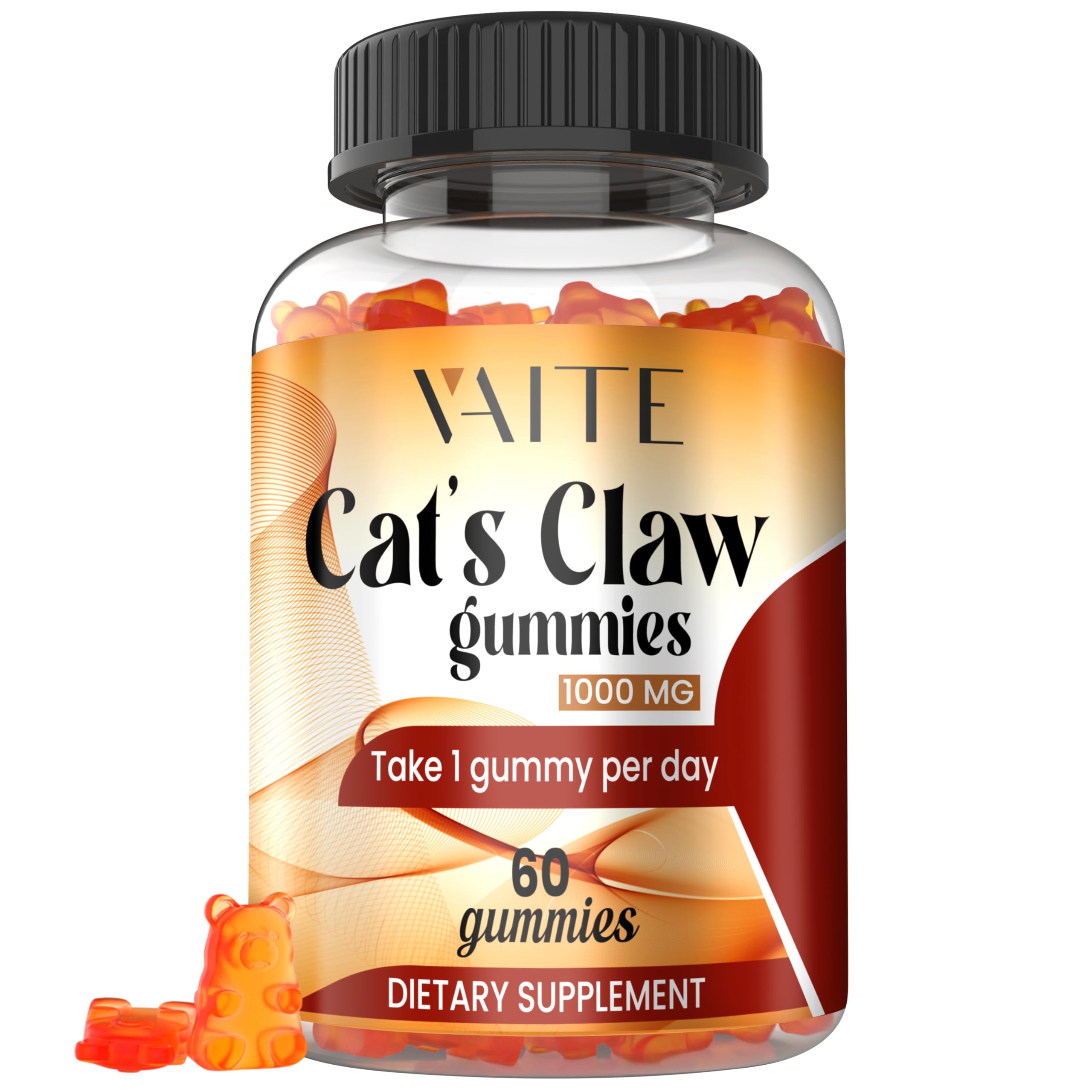 Cats Claw Herbal Supplements 1000mg Gummies - Uncaria Tomentosa Extract, Vegan Immune Support, Joint Health, Inflammatory Balance, Overall Wellness, Sugar-Free, Gluten-Free, 60 Chewables