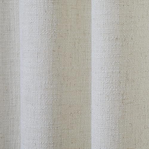 Miniatura 3 de TWOPAGES Cortina plisada de oscurecimiento con mezcla de lino blanco de 84 pulgadas de largo, elegante cortina de privacidad de doble capa, 100