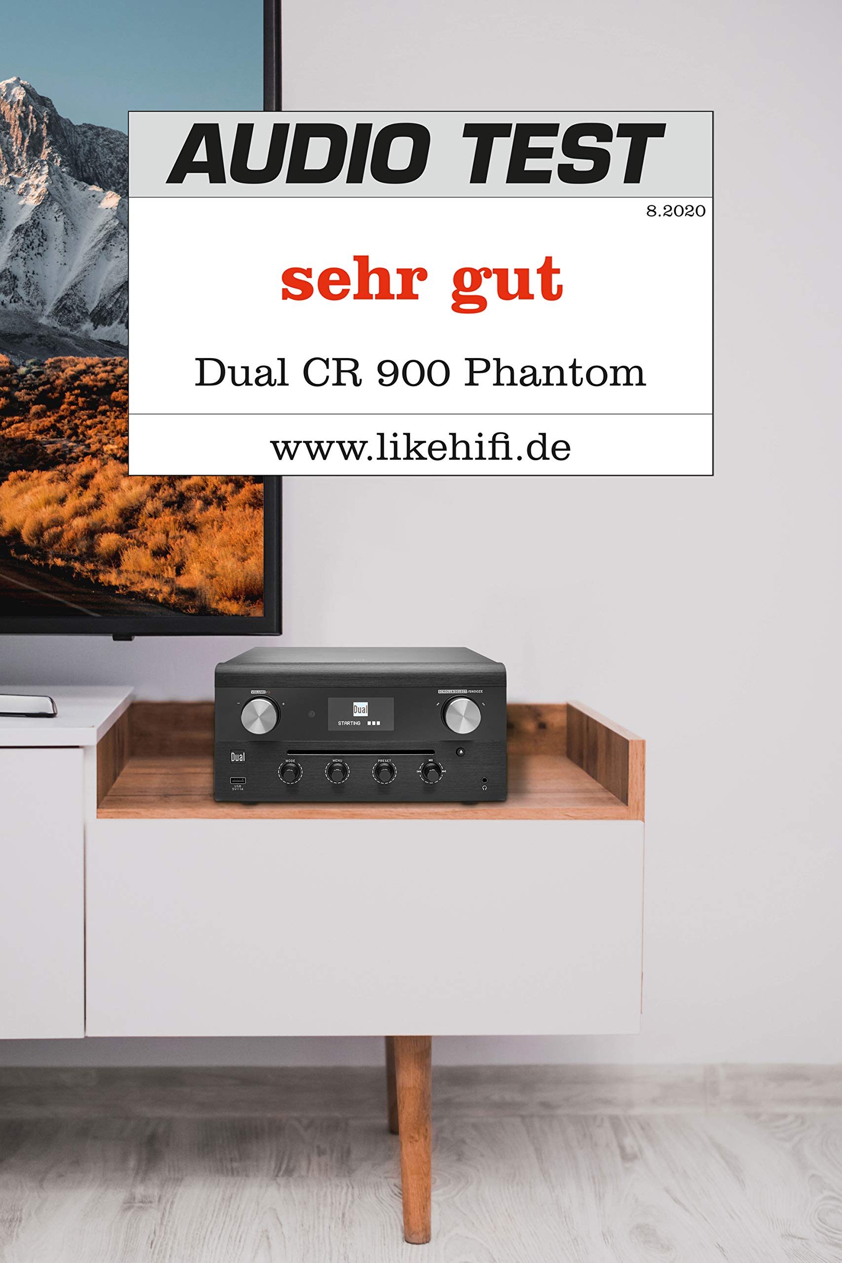 Design Hybridradio 74988 • CD, USB, MP3, DAB+ Radio •AUX-In•FM •Streaming musicale, Spotify, AmazonMusic, impianto stereo, display OLED, HIFI• jack per cuffie, nero •DualCR900Phantom