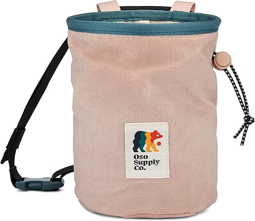 Bolsa de tiza de lona encerada - Bolsillo con cremallera y bolsa de malla para bouldering, escalada en roca, gimnasio, levantamiento de pesas -