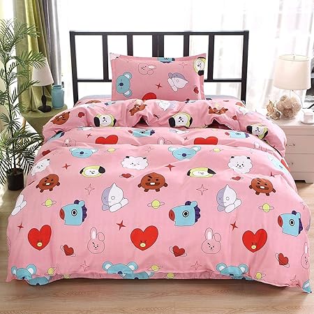Amazon Bts 防弾少年団 Bt21 布団カバー 3点セット 寝具カバーセット 枕カバー 掛け布団カバー 敷き布団カバー ベッドシーツ シーツカバー ベッドカバー 柔らか肌触り おしゃれ 無地 四季通用 丸洗いok 速乾 寝具カバーセット オンライン通販