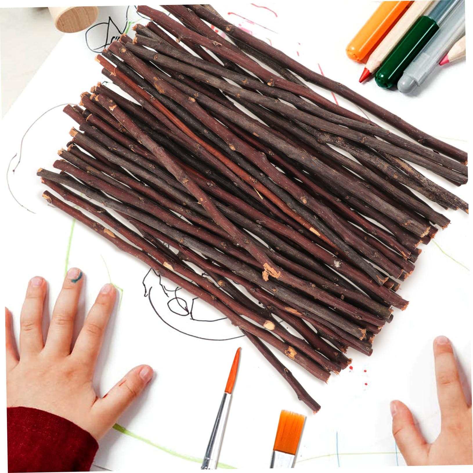 Palitos De Madera Naturales Para Manualidades Niños 50 Piezas Color Marrón Seco Rama Fina Bricolaje Proyectos Escolares Actividades Creativas Infantiles