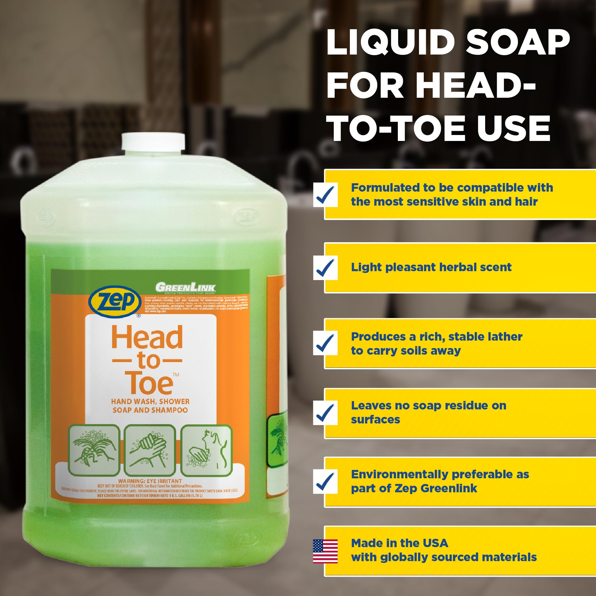 Amazon.com: Zep Head-To-Toe Hand Wash, Shower Soap and Shampoo - 1