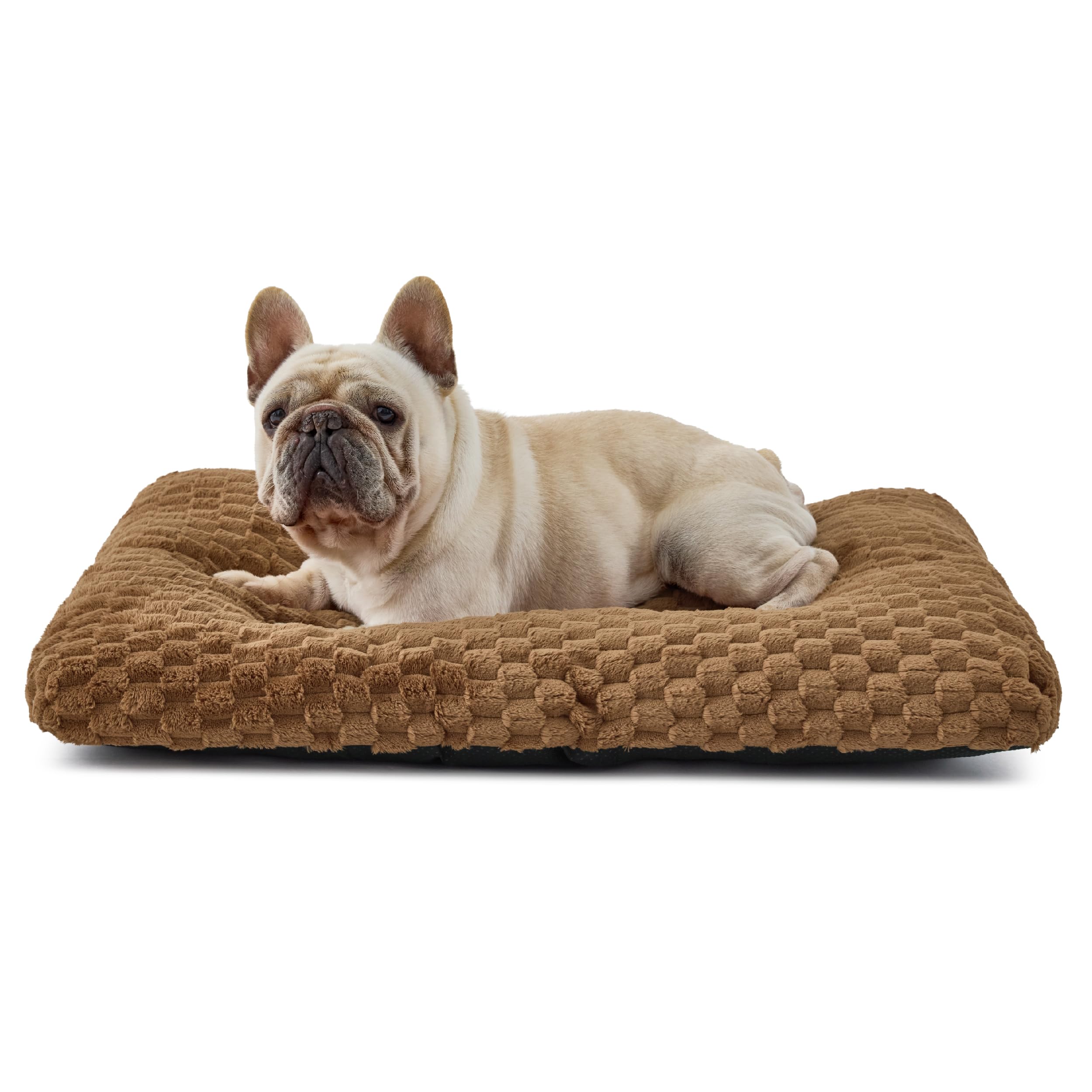 Bedsure Hundebett mittelgroße Hunde waschbar - weiches bequemes Hundekissen mit Sanfte Unterstützung, Blasenfleece Hundematte mit rutschfester unterseite für mittelgröße Hunde, Caramel Café, 74x53x8cm
