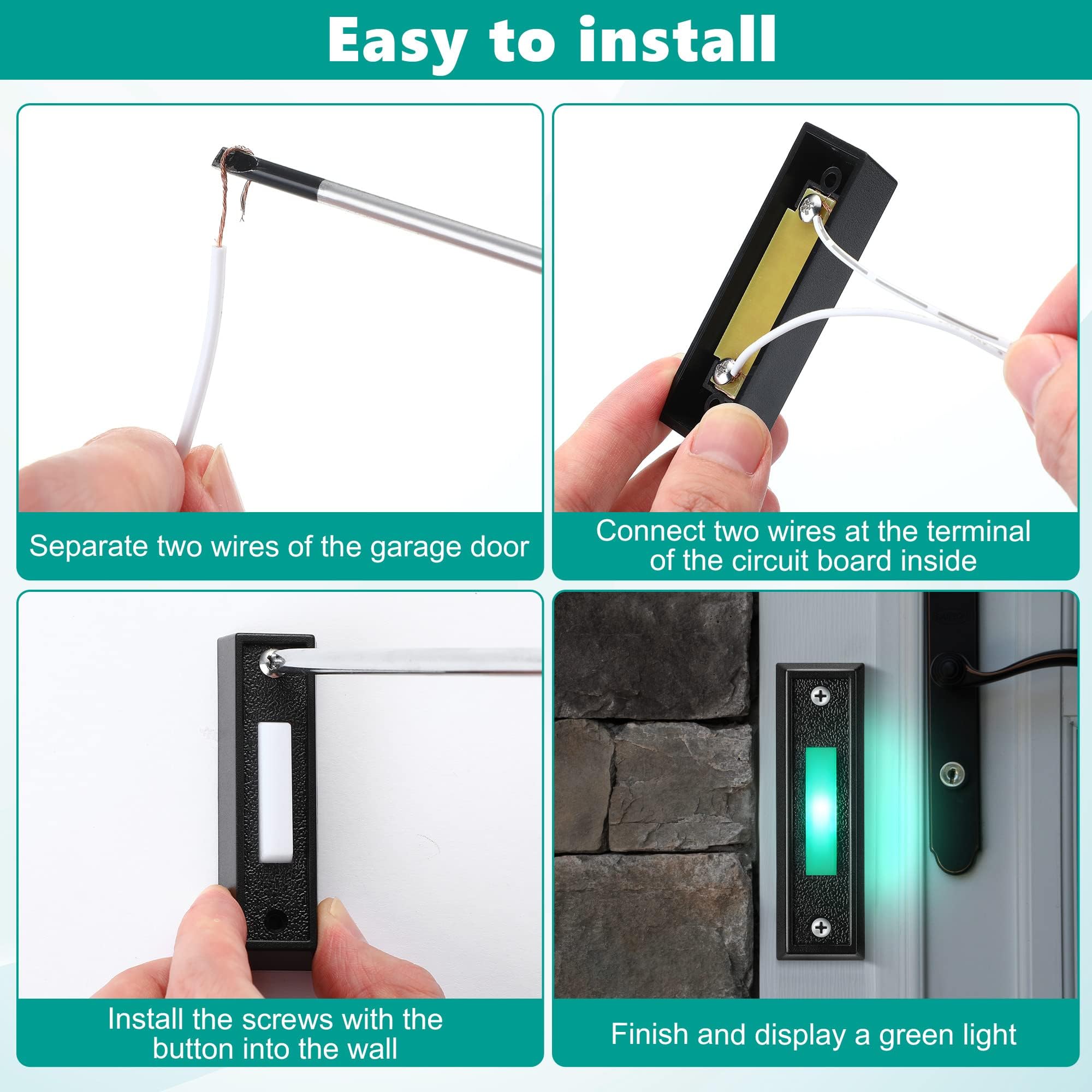 Bell Ringer Button Snapklik.com : Saillong LED Lighted Doorbell Button Wired, Door Bell ...