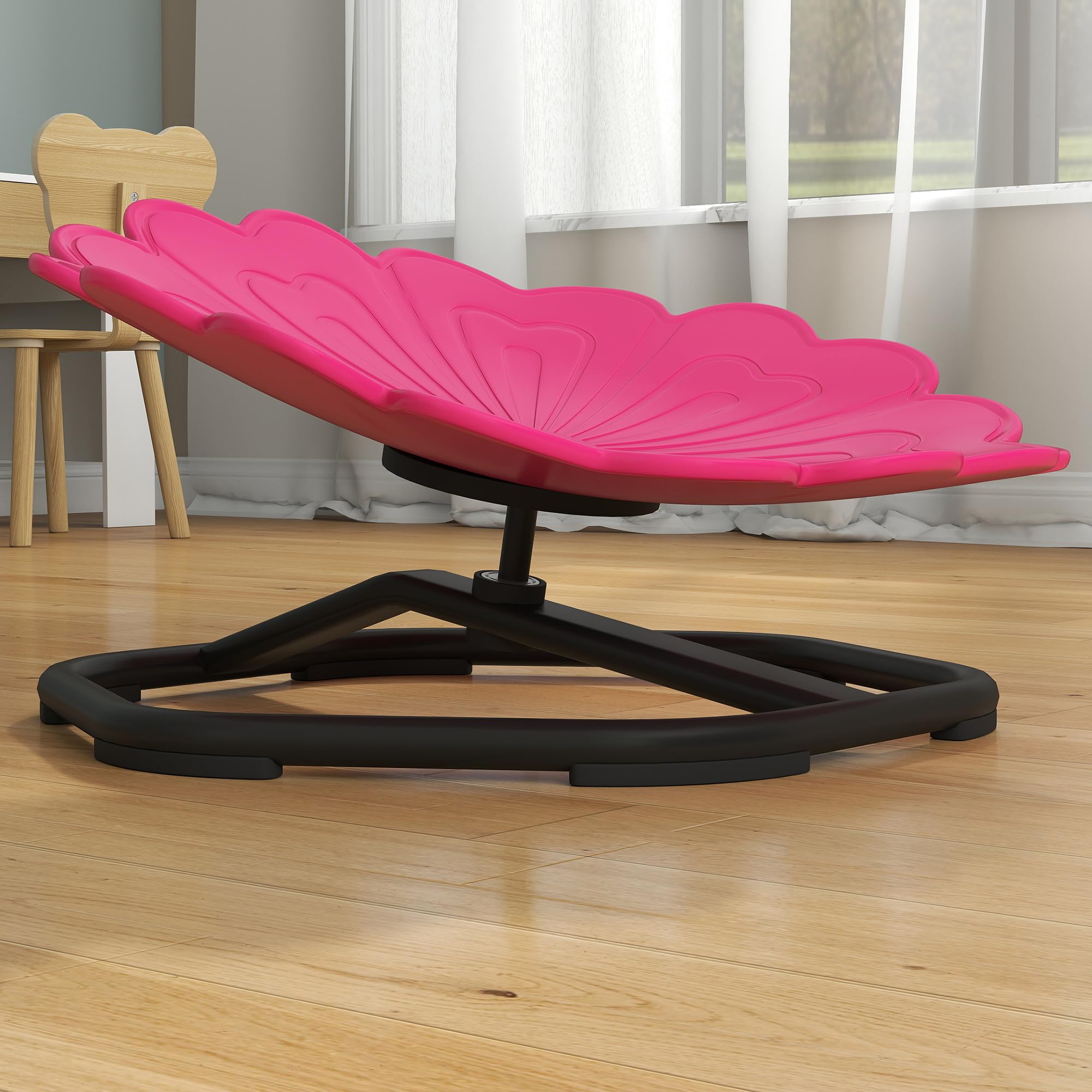 AIYAPLAY Drehstuhl für Kinder, für Autismus, Blumenform, rutschfeste Unterseite, Rosa | Sensorischer Drehstuhl für ADHS Kinder, Sit and Spin Wackelhocker, sensorisches Gleichgewicht Spielzeug für 3-8 Jahre alt