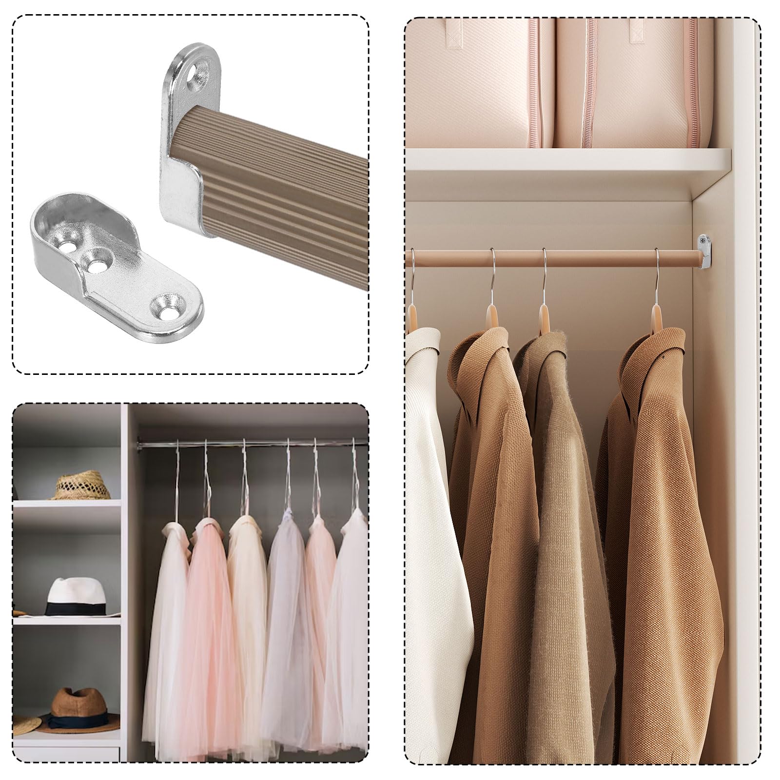 Kledingroede wandhouder zwart ovaal (2st) - voor kledingkast interieur