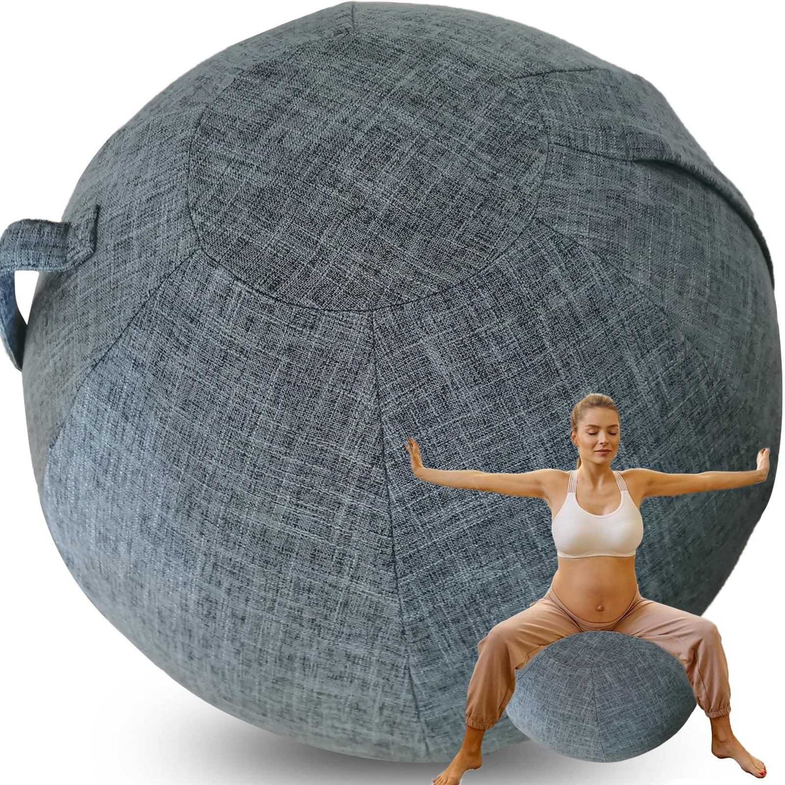 WTZHHK Cotton and Linen Yoga Ball Cover for Birthing Ball Pregnancy, Exercise Balls for Adults, and Swiss Ball - Stylish and Functional【No balls included】 65CM