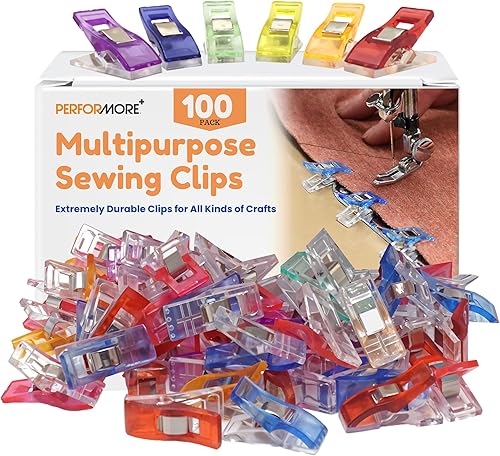 Performore Magik Clips, paquete de 100 clips de costura multicolor para acolchar y manualidades, ideales para costura precisa, sujeción de tela y