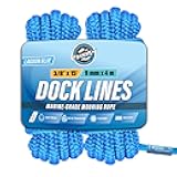 Premium Nylon Boat Dock Lines & Ropes for Docking & Pontoon | Double Braided Marine Rope | Boat Ropes for Docking with Loop | UV & Saltwater Resistant Dock Rope (Lagoon Blue, 3/8” x 15’)