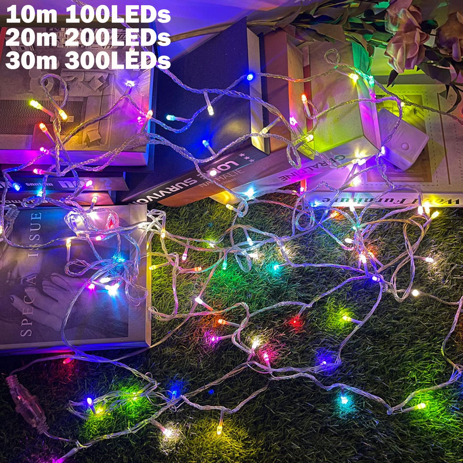 Luci di Natale, 30M 300 LEDs Catena luminosa Filo di rame 8 modalità esterno interno