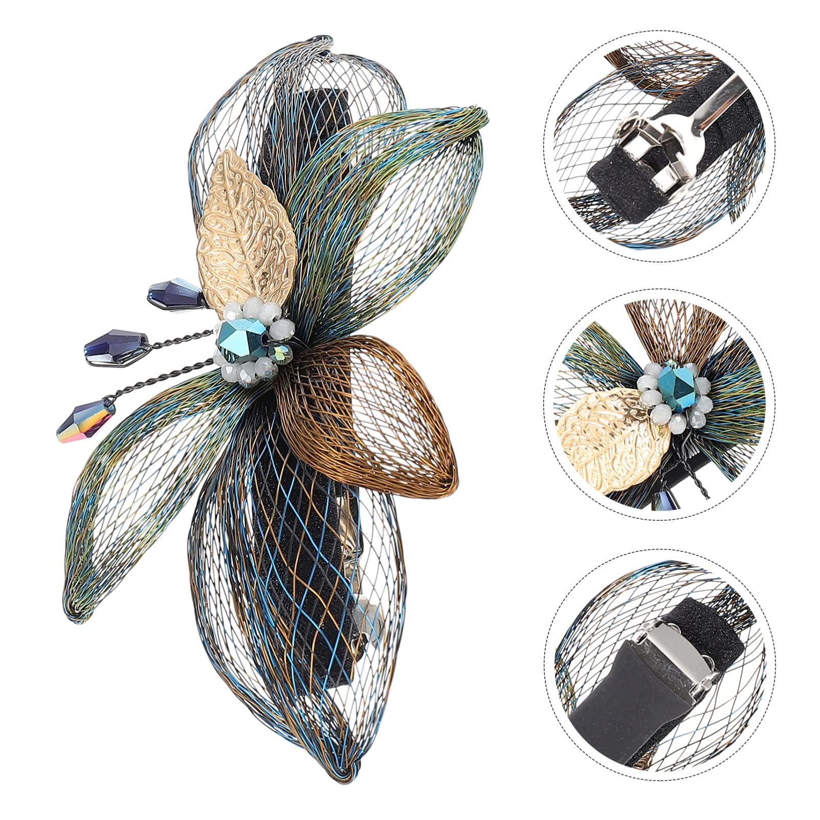 FOMIYES 5 Piezas Horquilla De Alambre De Cobre Peluquero Pinzas De Mandíbula De Cocodrilo Pasador De Pelo Mariposas Pasador Mariposas Cabello Flor De Diamantes De Imitación Primavera Niño