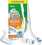 Scrubbing Bubbles Toilet Bowl Brush and Holder with Cleaner Refill Pads, Fresh Brush Toilet Wand Starter Kit, Cleans Limescale & Fights Odors, Citrus Scent, 1 Wand + 4 Refills + 1 Stand