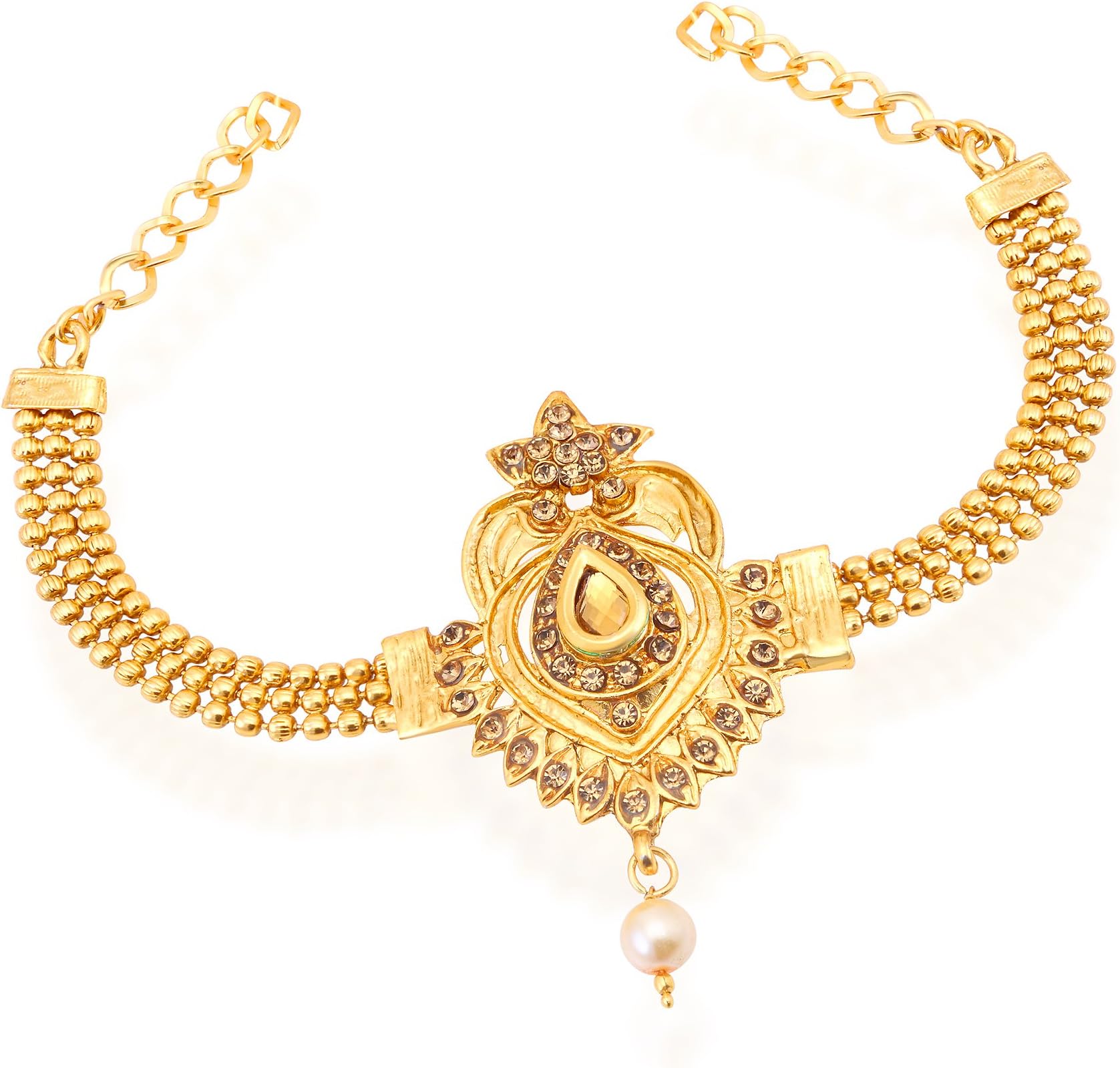 Sukkhi Women's Astonish Pearl Gold Plated Wedding Jewellery LCT Stone Bajuband (BJ71706GLDPH400)