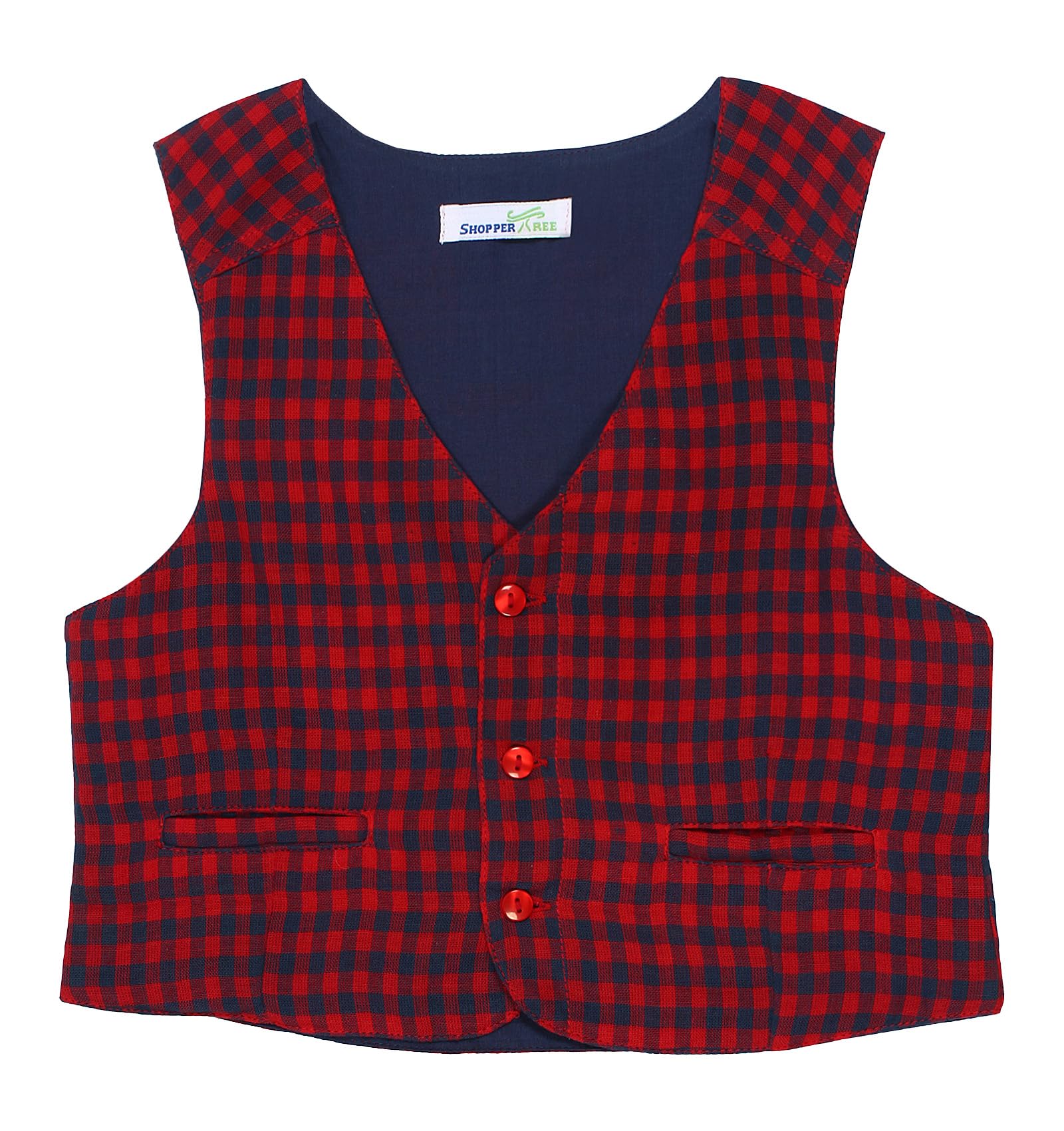 shoppertree Red Checkerd Waistcoat-picture-24